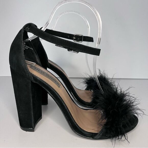 Steve Madden Black Fuzzy Heels “Carabu” Size 8.5 - Picture 8 of 11